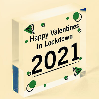 Novelty Happy Valentines Gift For Him Her Lockdown Gift Wooden Heart Keepsake