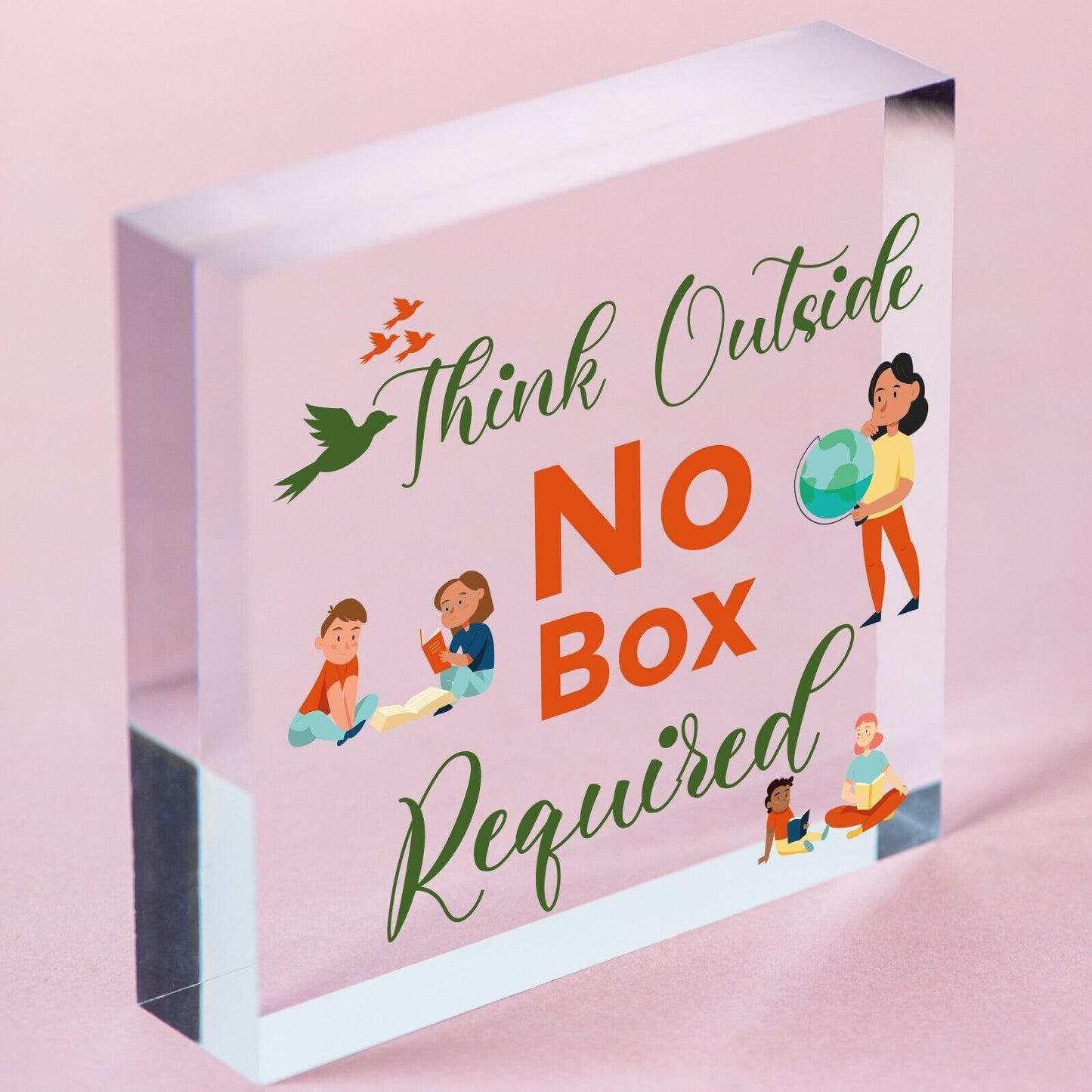 Think Outside No Box Inspiration Motivation Gift Hanging Friendship Plaque Sign