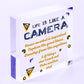 Life is Like A Camera Plaque Gift Wood Heart Motivational Friend Colleague Signs