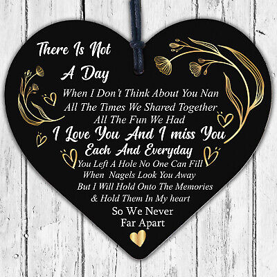 Nan Memorial Gifts Grave Plaque Tribute Sign Wooden Heart Mum Nan Birthday Gifts