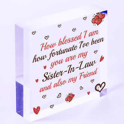 Sister In Law Gift Wooden Heart Chic Plaque Keepsake Birthday Gift Thank You