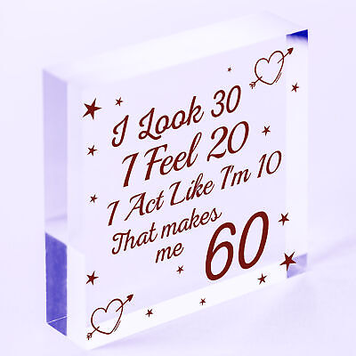 60th Birthday Novelty Funny Gift For Mum Dad Nan Grandad Wood Heart Plaque Card