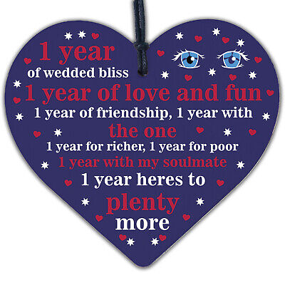 1st Wedding Anniversary 1 Year Gift Handmade Wooden Heart First Wedding Gifts