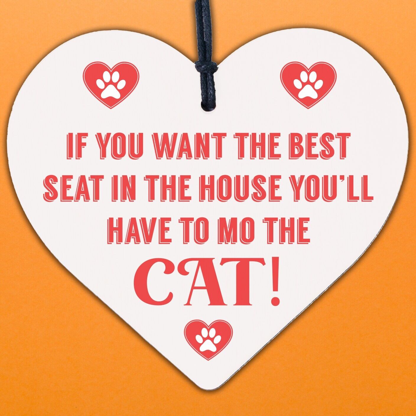 Best Seat Move The Cat Novelty Wooden Hanging Heart Plaque Funny Pets Gift Sign