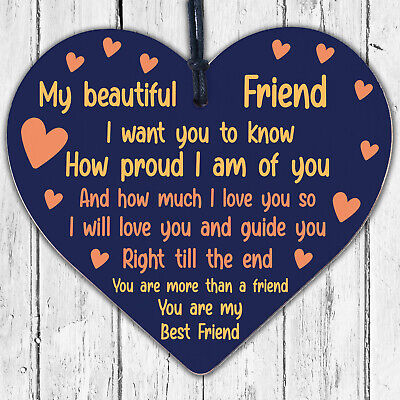 Best Friend Keepsake Gift Wooden Heart Plaque Birthday Christmas Gifts For Women