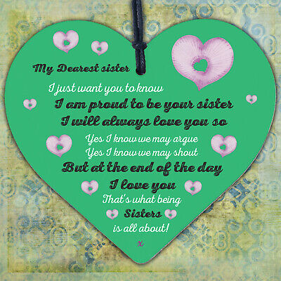 Sister Gift Birthday Gift For Sister Keepsake Poem Wooden Heart Friendship Sign