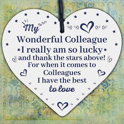 Colleague Plaque Wooden Heart Gift For Colleague Birthday Christmas Cards Gifts