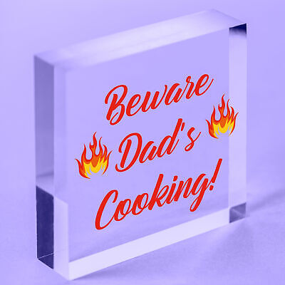 Beware Dad's Cooking Funny Father's Day BBQ Hanging Plaque Man Cave Gift Sign