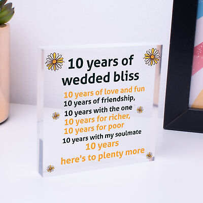 10th Wedding Anniversary Card Gift For Husband Wife Ten Year Anniversary Gift