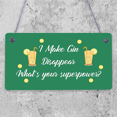 Funny Make Gin Disappear Alcohol Gift Man Cave Home Bar Hanging Plaque Pub Sign