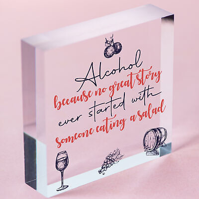 Alcohol Great Stories Novelty Hanging Plaque Friendship Sign Funny Joke Gift