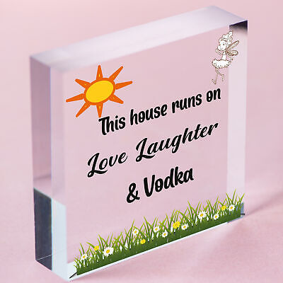 Fun Laughter Vodka Kitchen Plaque Alcohol Home Bar Sign Friend Gift For Women