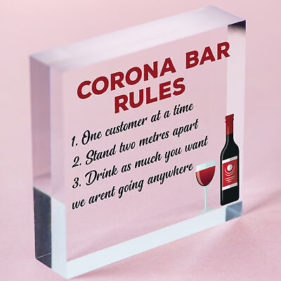 Funny Corona Bar Rules Sign Hanging Garden Pub Bar Sign Alcohol Beer Gift