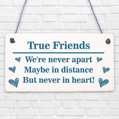 True Friends Never Apart Cute Wooden Hanging Plaque Gift Best Friends Love Sign