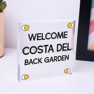 COSTA DEL BACK GARDEN Garden Signs And Plaques For Outdoors Funny Sign