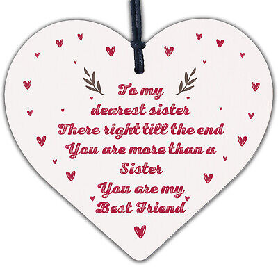 Sister Gift Friendship Wooden Heart Plaque Shabby Chic Birthday Big Sis Sign