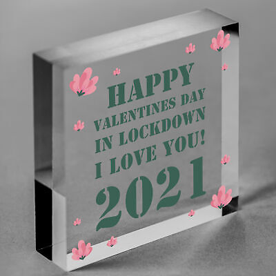 Happy Valentines Day In Lockdown Gift Wooden Heart Gift For Him Her Keepsake