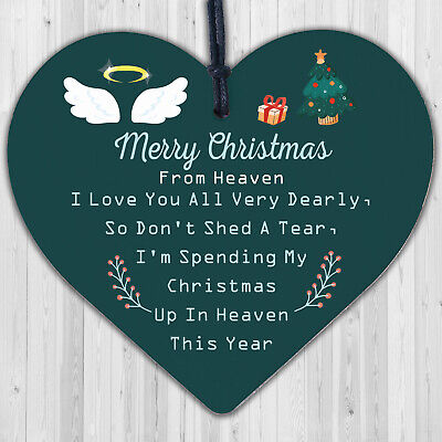 Christmas From Heaven Xmas Tree Decoration Memorial Quote Heart Plaque Love Poem