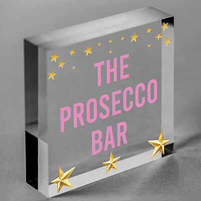 The Prosecco Bar Vintage Hanging Wall Plaque Sign Home Bar Gift Man Cave Party