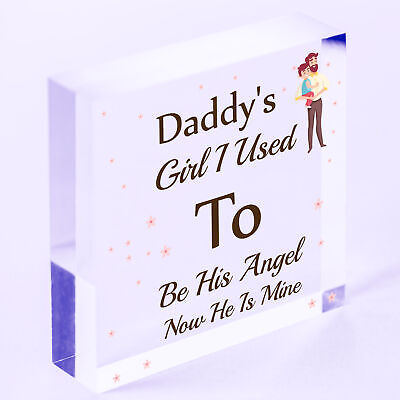 MEMORIAL Daddy's Girl Father's Day Gift Angel Wood Heart Dad Grandad Sign Grave