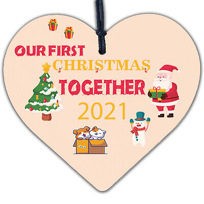 Babys My First Christmas Tree Bauble Decoration Wood Heart 1st Xmas Gift Present