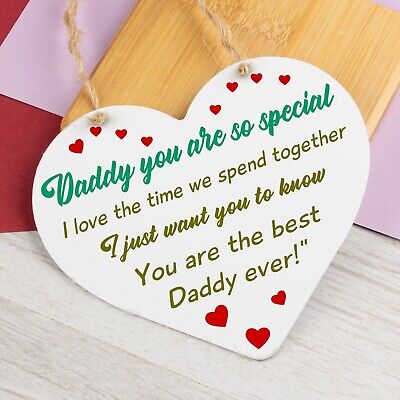 Best Daddy Ever Fathers Day Dad Gift Wooden Heart Sign Gift From Daughter Son