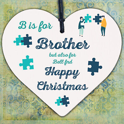 Christmas Funny Gifts For Brother Hanging Wooden Heart Novelty Gift From Sister