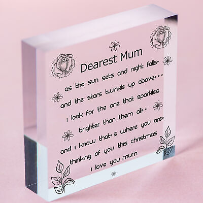 Christmas Memorial Mum Tree Bauble Gift Memory Hanging Plaque Decoration Sign