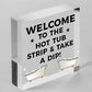 Funny Hot Tub Sign Engraved Wood Sign Wall Door Sign Summerhouse Shed Plaque