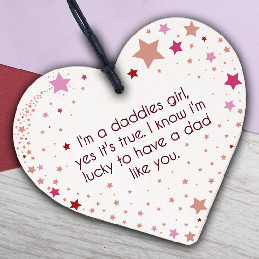 Daddies Girl Fathers Day Dad Hanging Heart Sign Thank You Birthday Miss You Gift