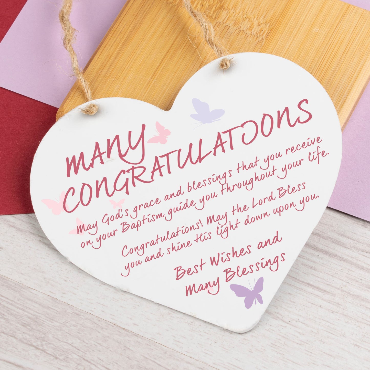 Congratulations Gift Heart Hanging Sign Gift Novelty Baptism Gifts