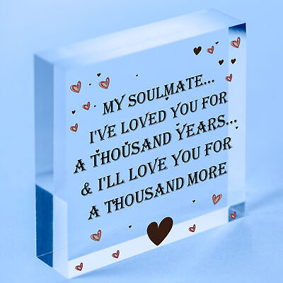 My Soulmate Loved You A Thousand Years Wooden Hanging Heart Valentines Day Gift