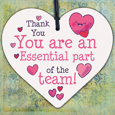 THANK YOU Gifts For Colleagues Employee Wooden Heart Plaque Office Work Gifts