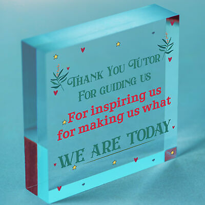 Thank You Tutor Teacher Mentor Support Wooden Heart Leaving Gift Plaque Sign