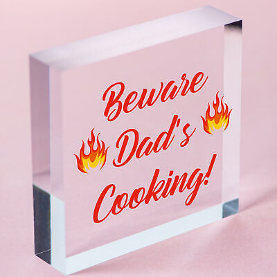 Beware Dad's Cooking Funny Father's Day BBQ Hanging Plaque Man Cave Gift Sign