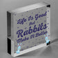 Rabbits Make Life Better Wooden Hanging Heart Plaque Pet Rabbit Hutch Sign Decor