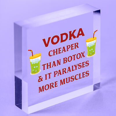 Vodka Botox Funny Alcohol Gift Man Cave Home Bar Hanging Plaque Pub Friends Sign