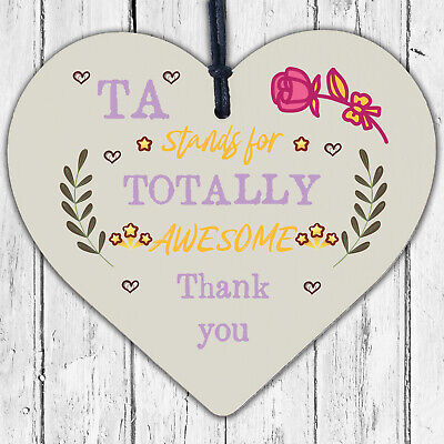 TA Teaching Assistant Thank You Gifts Wooden Heart Plaque Teacher Leaving Gift