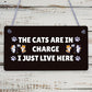 The Cats Are In Charge Hanging Sign Funny Cat Gift Home Decor Gift For Women