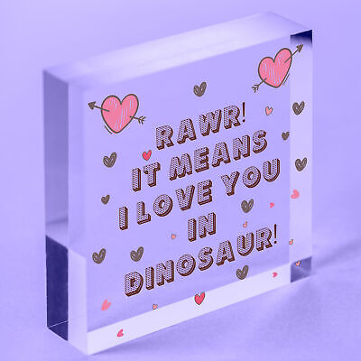 Rawr I Love You Novelty Wooden Hanging Heart Plaque Funny Valentines Day Gift