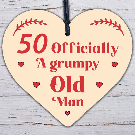 Rude 50th Birthday Funny Wooden Heart Birthday Gift For Dad Uncle Gift For Him