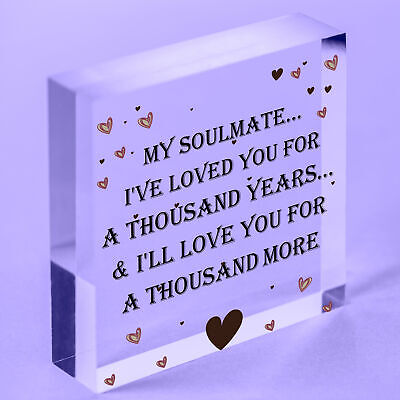 My Soulmate Loved You A Thousand Years Wooden Hanging Heart Valentines Day Gift