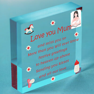 Love You Mum Christmas Memorial Tree Decoration In Memory Plaque Hanging Heart