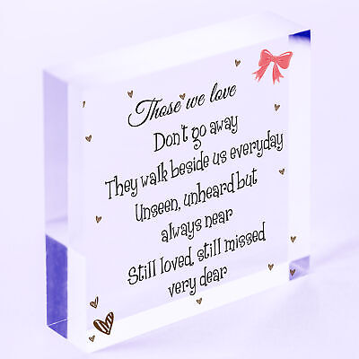 Memorial Hanging Heart Sign Bereavement Remembrance Poem Mum Dad Love Gift