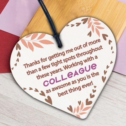 Best Colleague Hanging Heart Plaque Work Present FRIEND Boss Sign Thank You gift