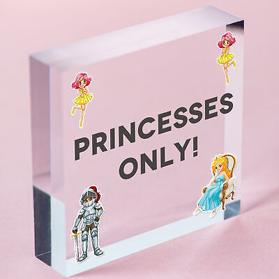 Princesses Only Plaque Door Nursery Bedroom Sign Baby Girl Fairytale Decor Gifts