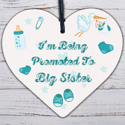 Being Promoted To Big Sister Wooden Hanging Heart Plaque Sisters Love Gift Sign