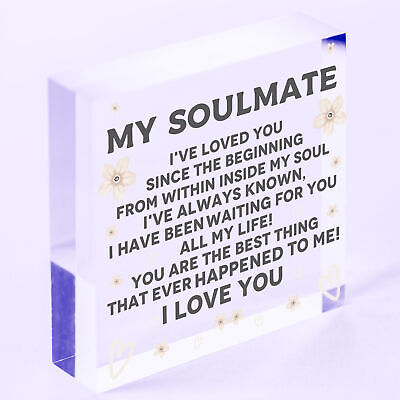 Soulmate Gifts For Him Her Plaque Anniversary Gift Wife Husband Boy Girl Friend