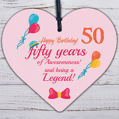 50th Birthday Gifts For Men Women Wood Heart Funny 50th Birthday Decorations