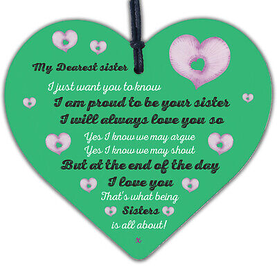 Sister Gift Birthday Gift For Sister Keepsake Poem Wooden Heart Friendship Sign